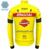 Cykeltøj Langærmet + Bib Cykelbukser Vinter 2022 Bingoal Pauwels Sauces WB Rød Neon Gul